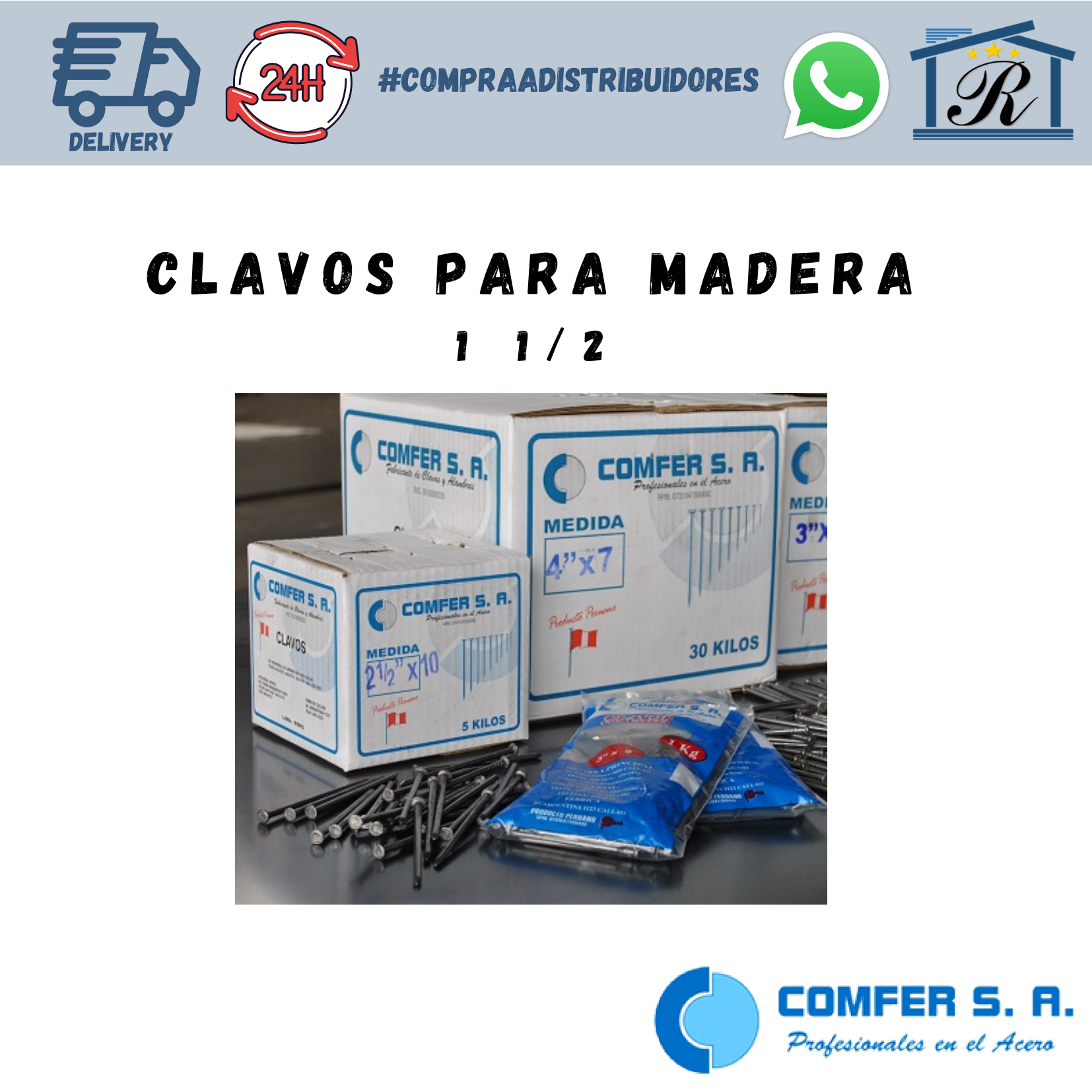 CLAVOS PARA MADERA 1 1/2