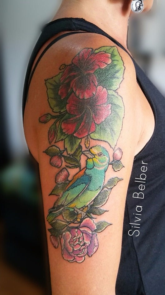 Pájaro y flores / Bird and flowers