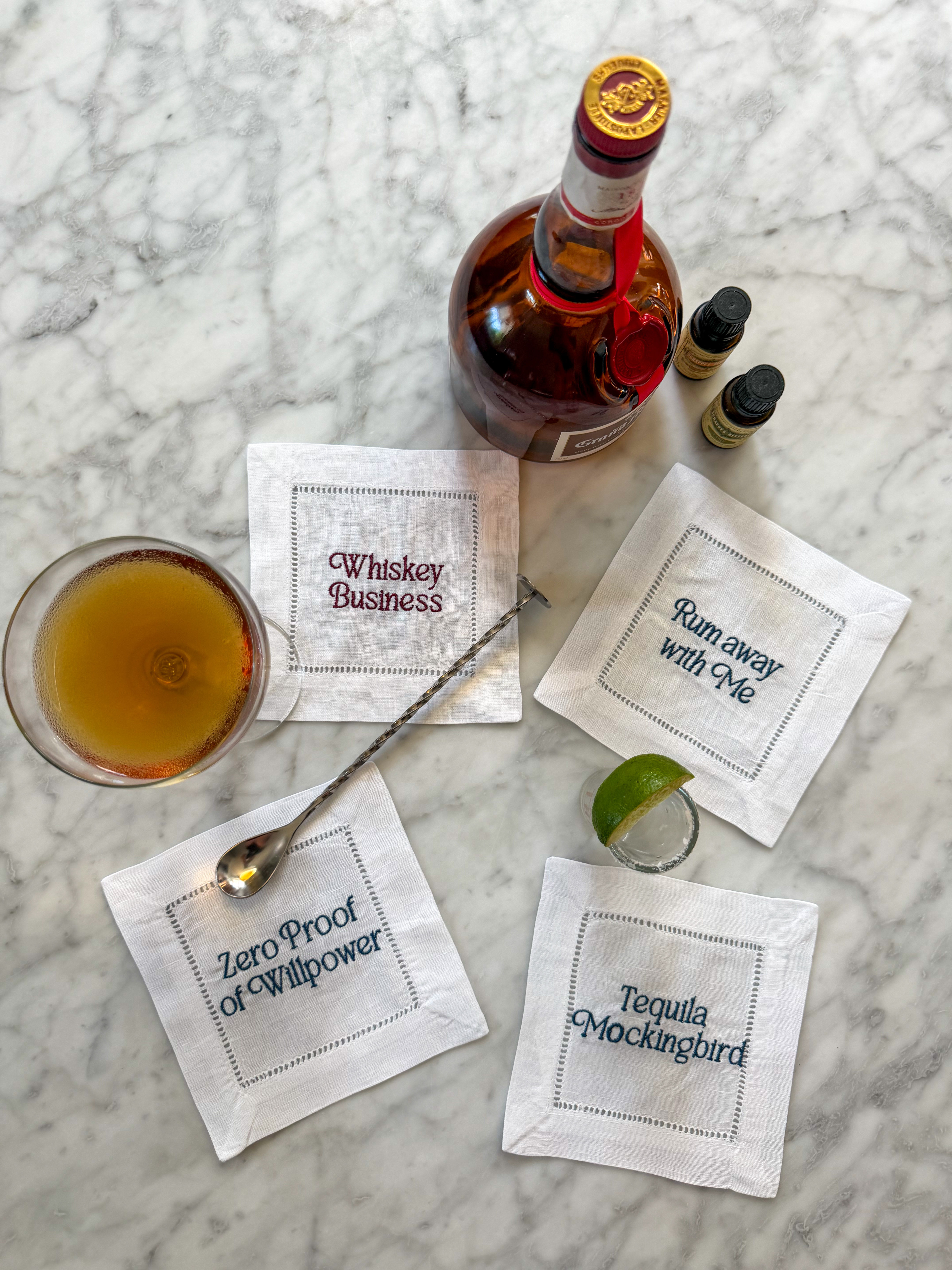 The Original Four — Embroidered Cocktail Napkin Set of 4