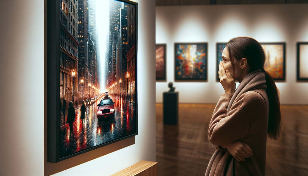 Viewer Emotionally Engaged by Poignant Urban Art Gallery Display