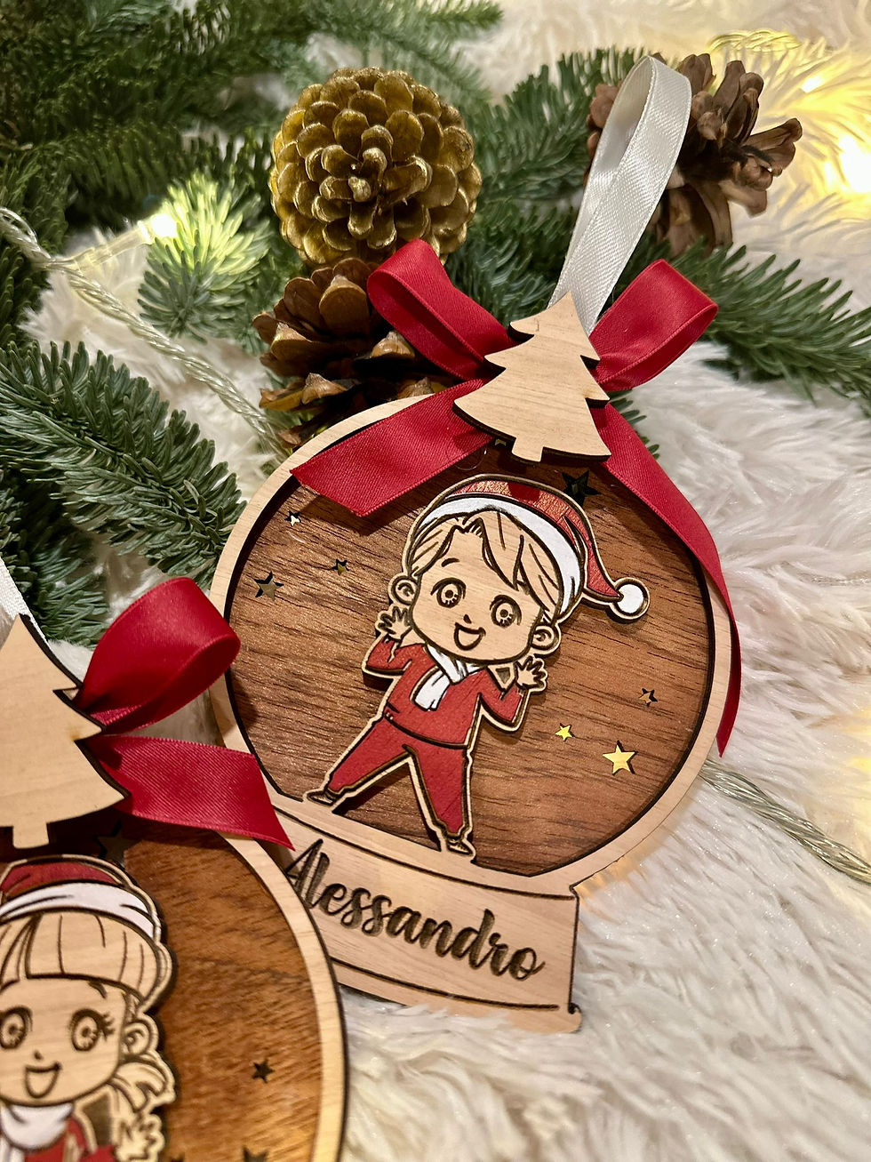 Miniatura: Decorazione natalizia rotonda in legno con Messandro