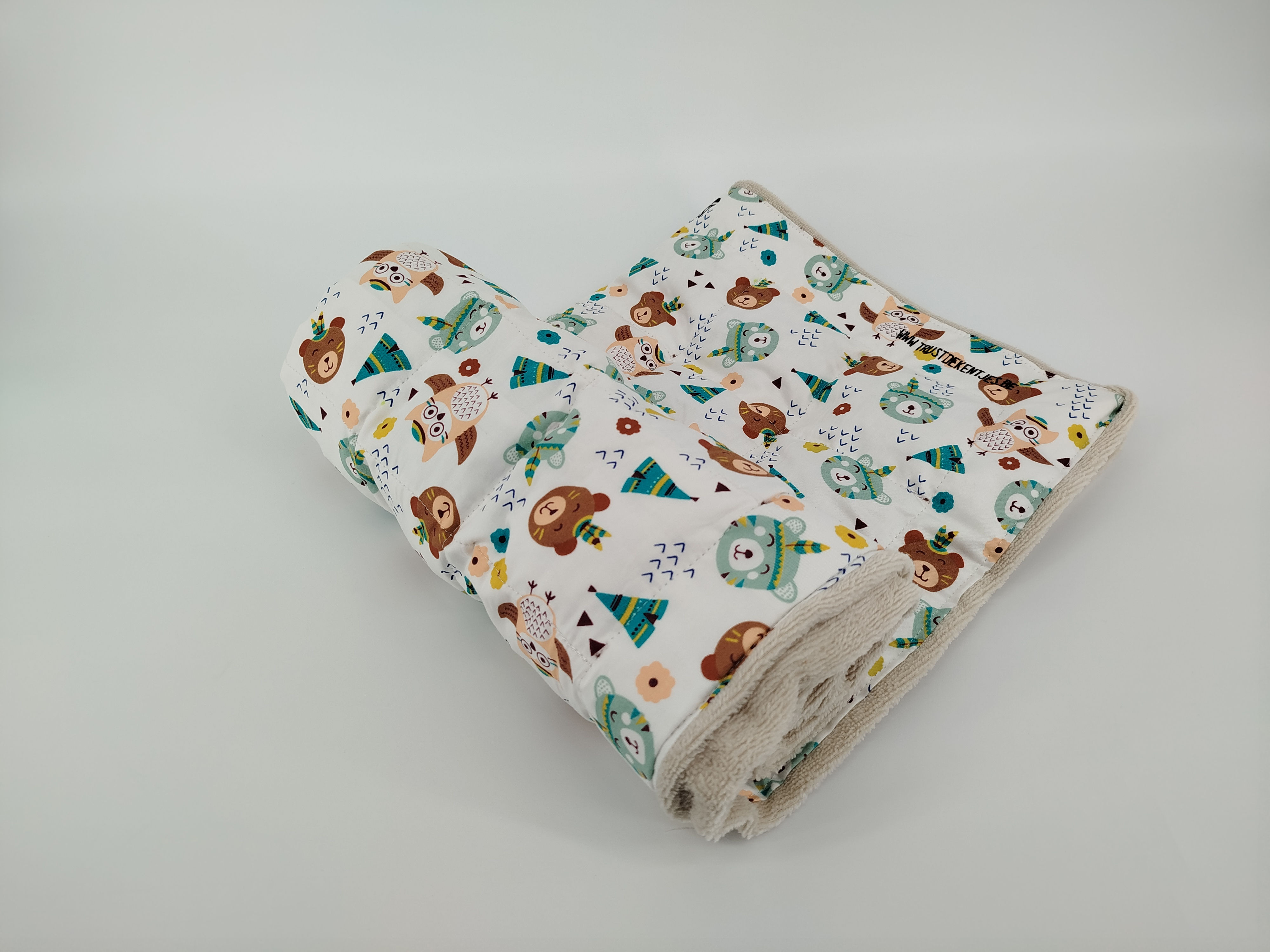 Babydekentje L katoen/ bamboe :indiaantjes / beige bamboe