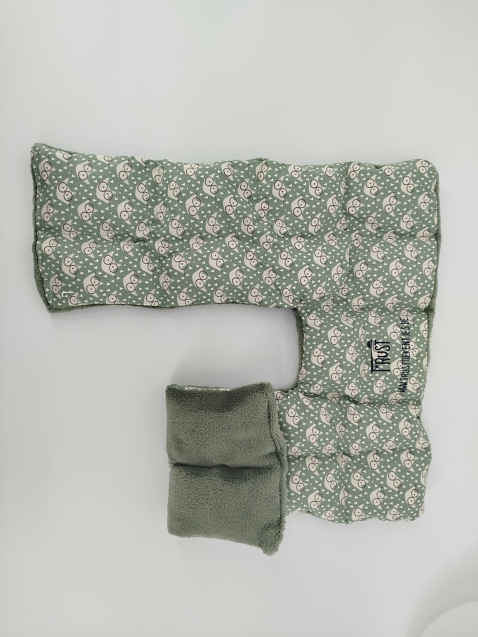 Thumbnail: Nekkussentje M katoen / fleece: vosjes / groene fleece