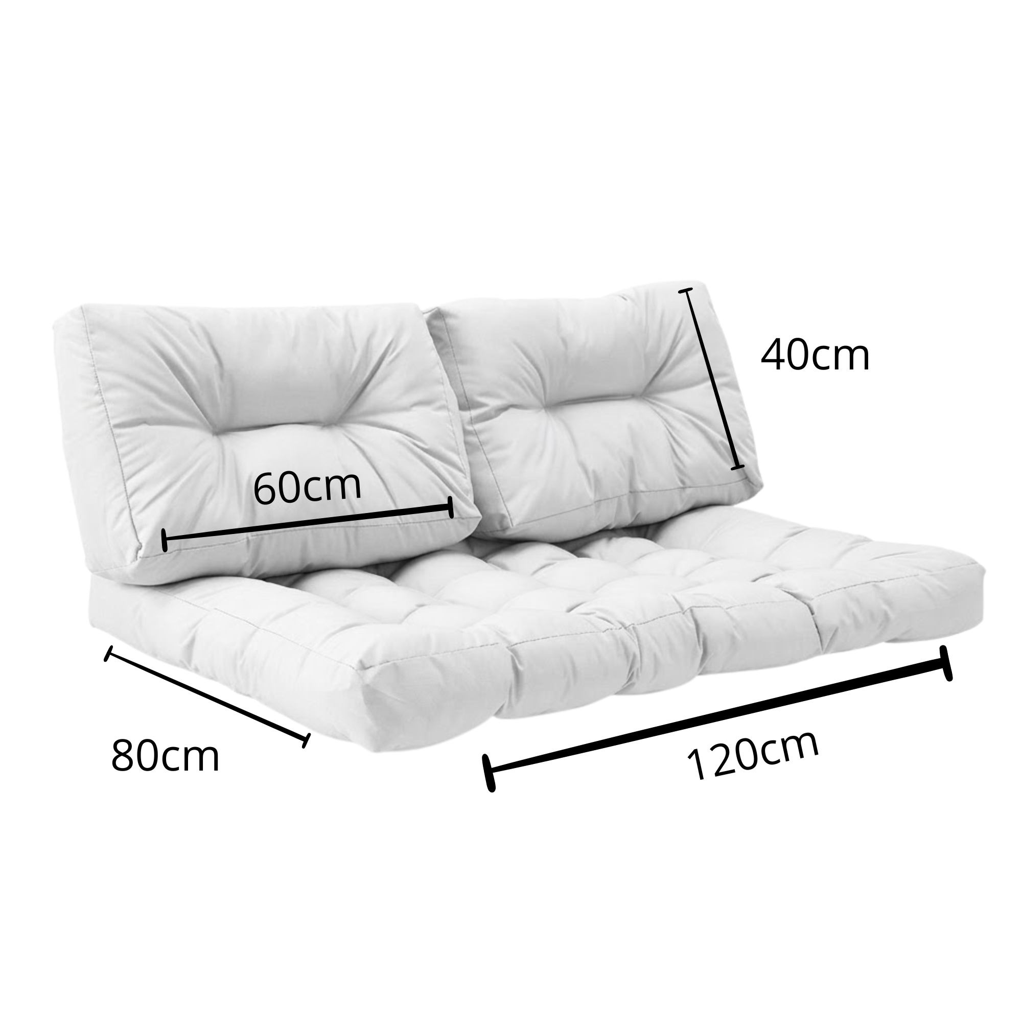 Cojines De Asiento Y Espalda En Lona - 120 X 80 - 2 Puestos