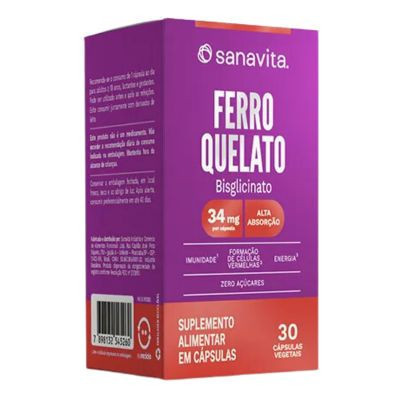 Ferro Quelato 30 Caps - Sanavita | Amo Verde