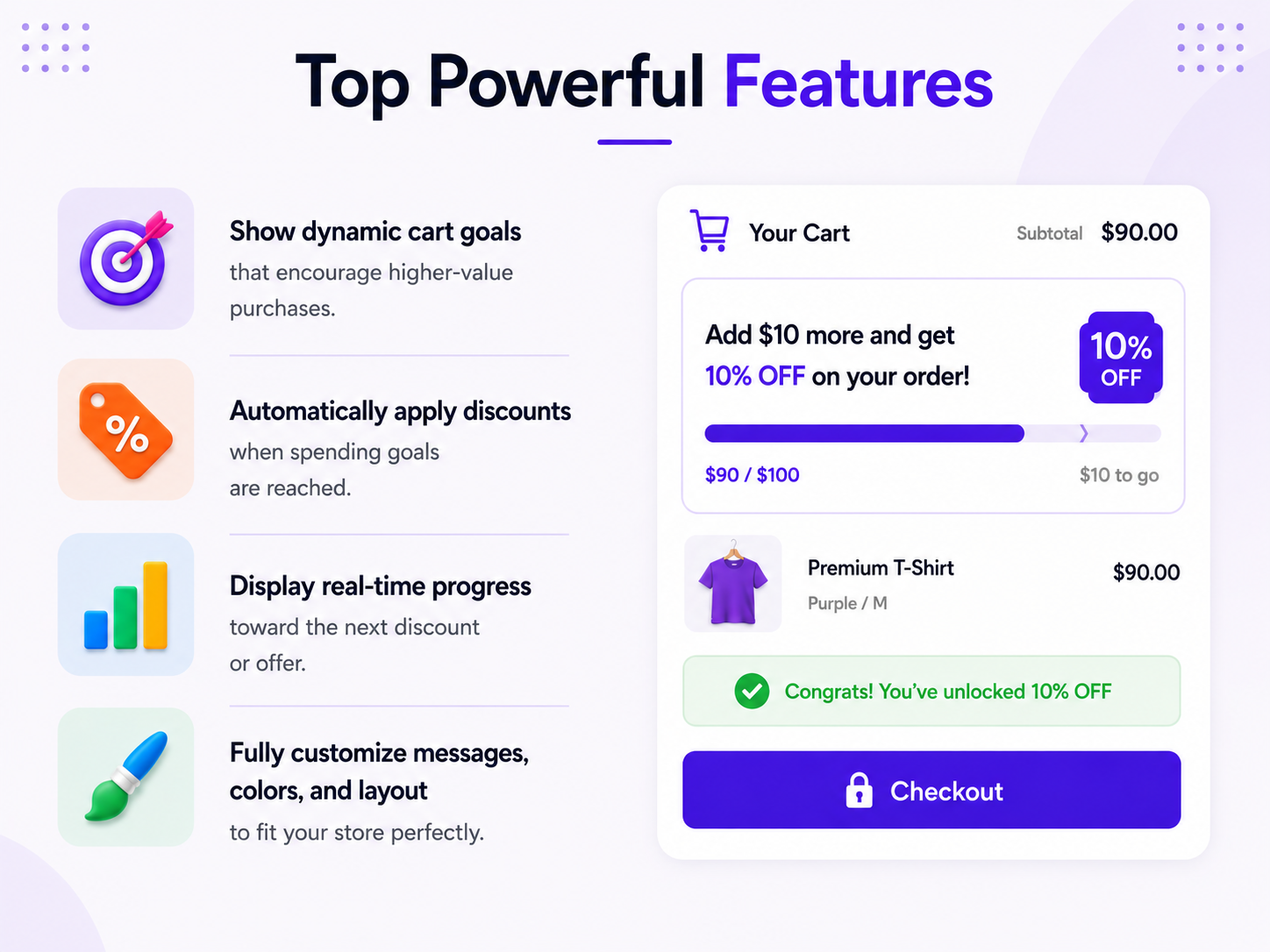 Cart Upsell & Discount Goals primary marketing image — Coupons & Loyalty app on the Wix App Market