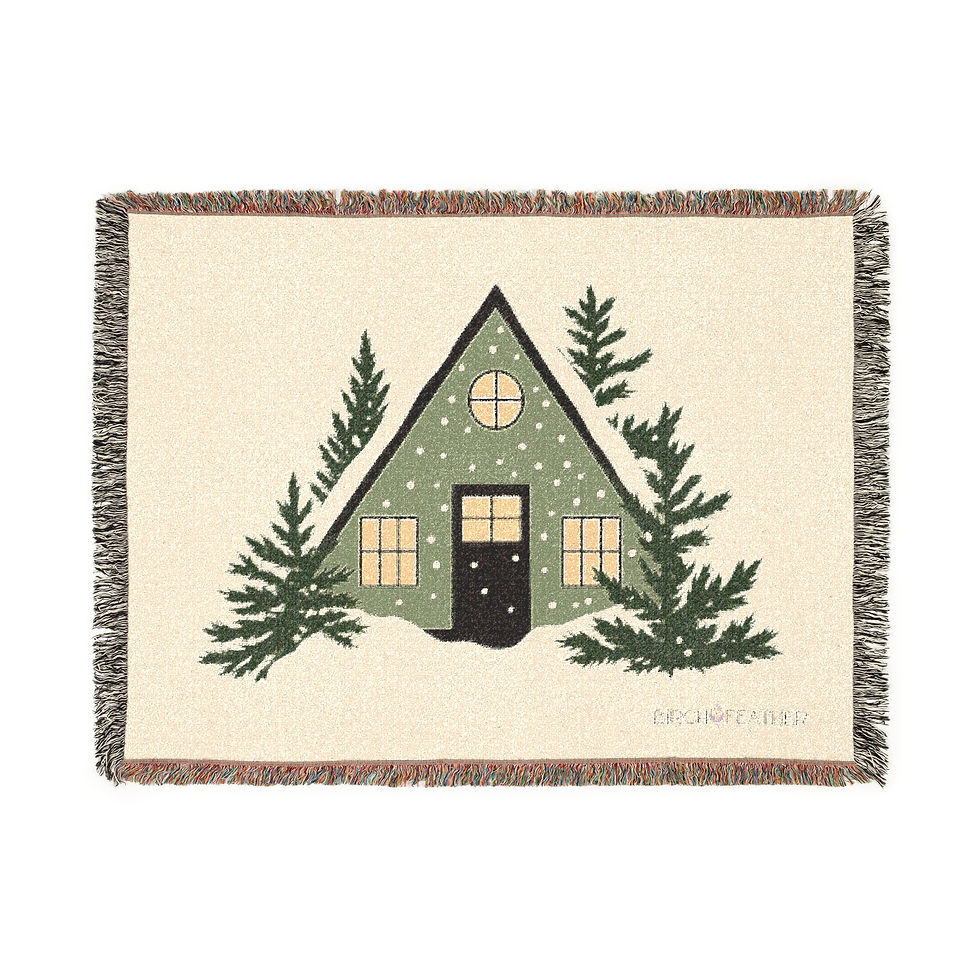 Thumbnail: A-Frame Cabin Woven Blanket — Cozy Cottage Throw for Winter & Holiday Decor