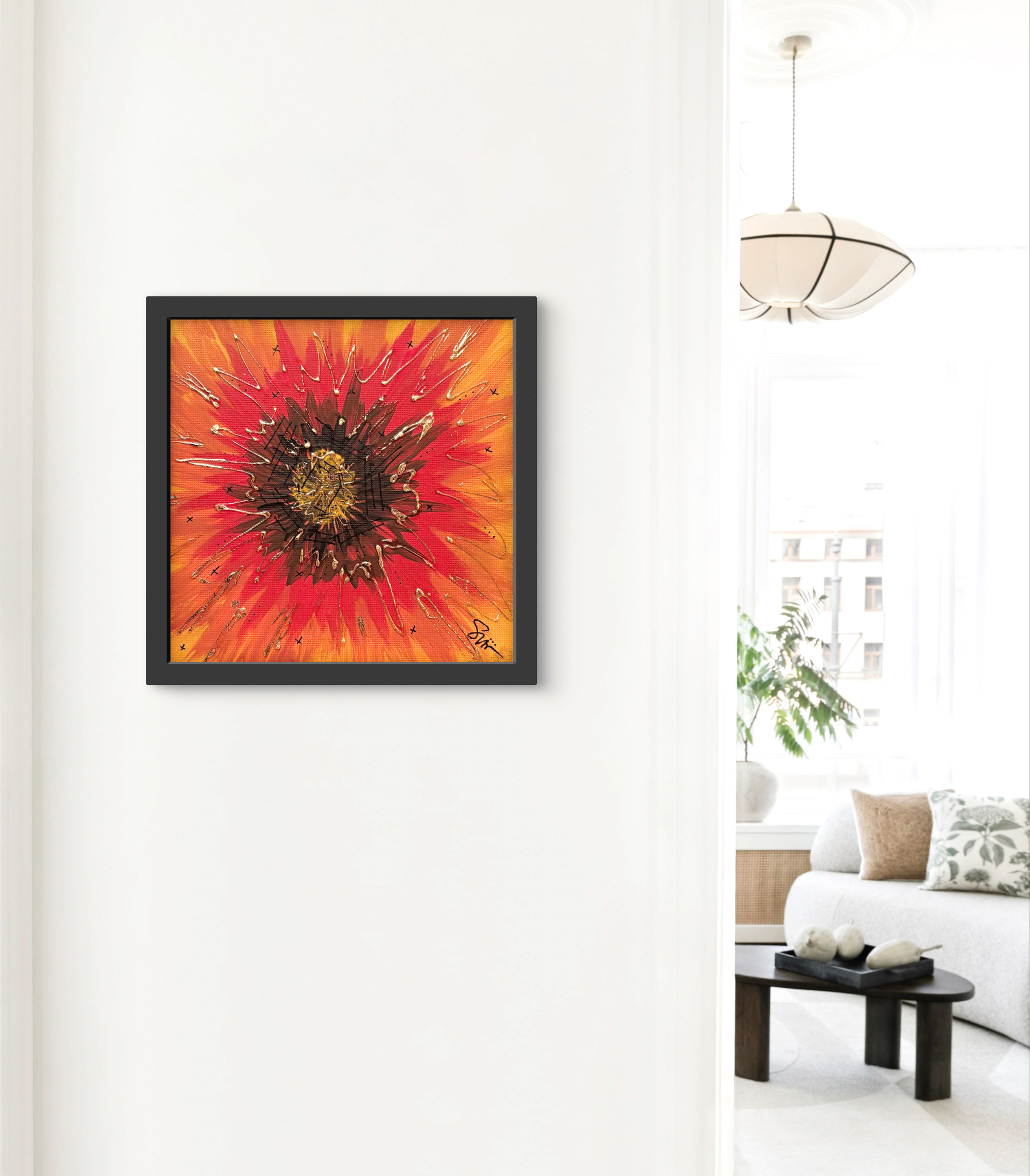 Fall Mums 10 x 10 Original Mixed Media Painting