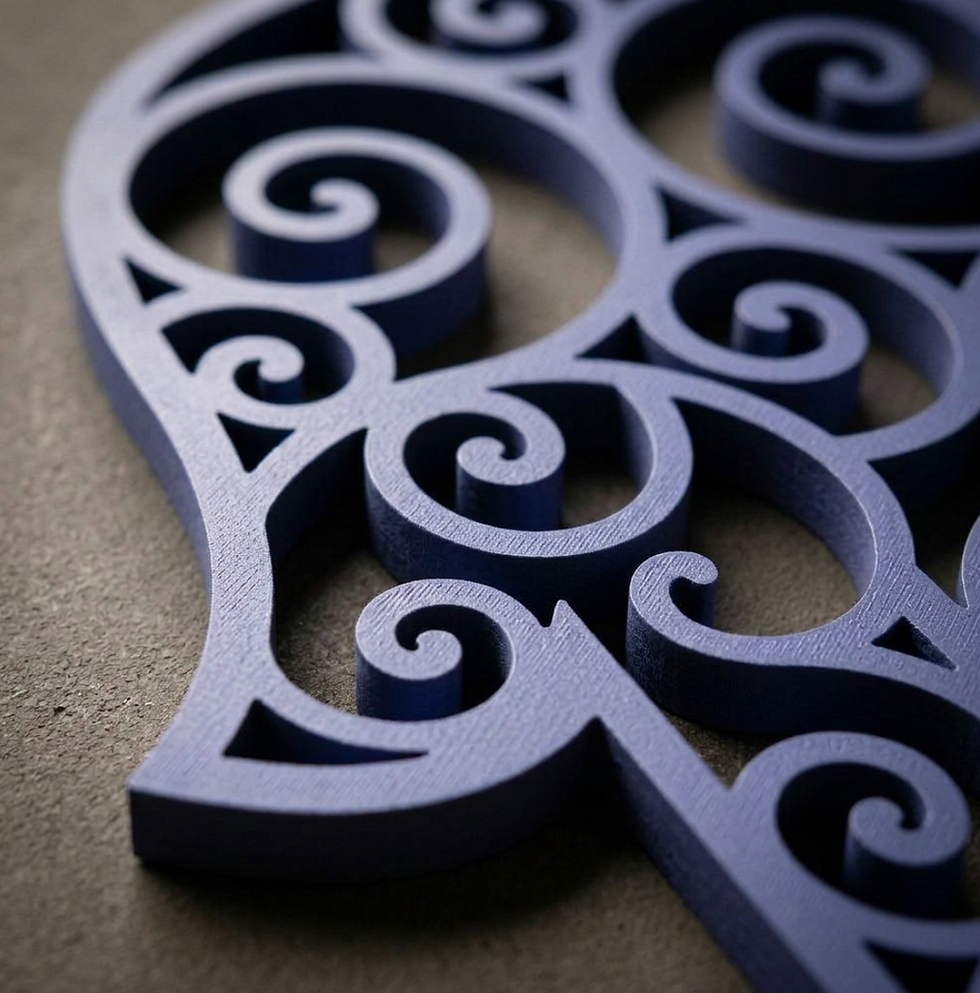 Thumbnail: Intricate blue wood swirl patterns of Am Yisrael Chai wall art