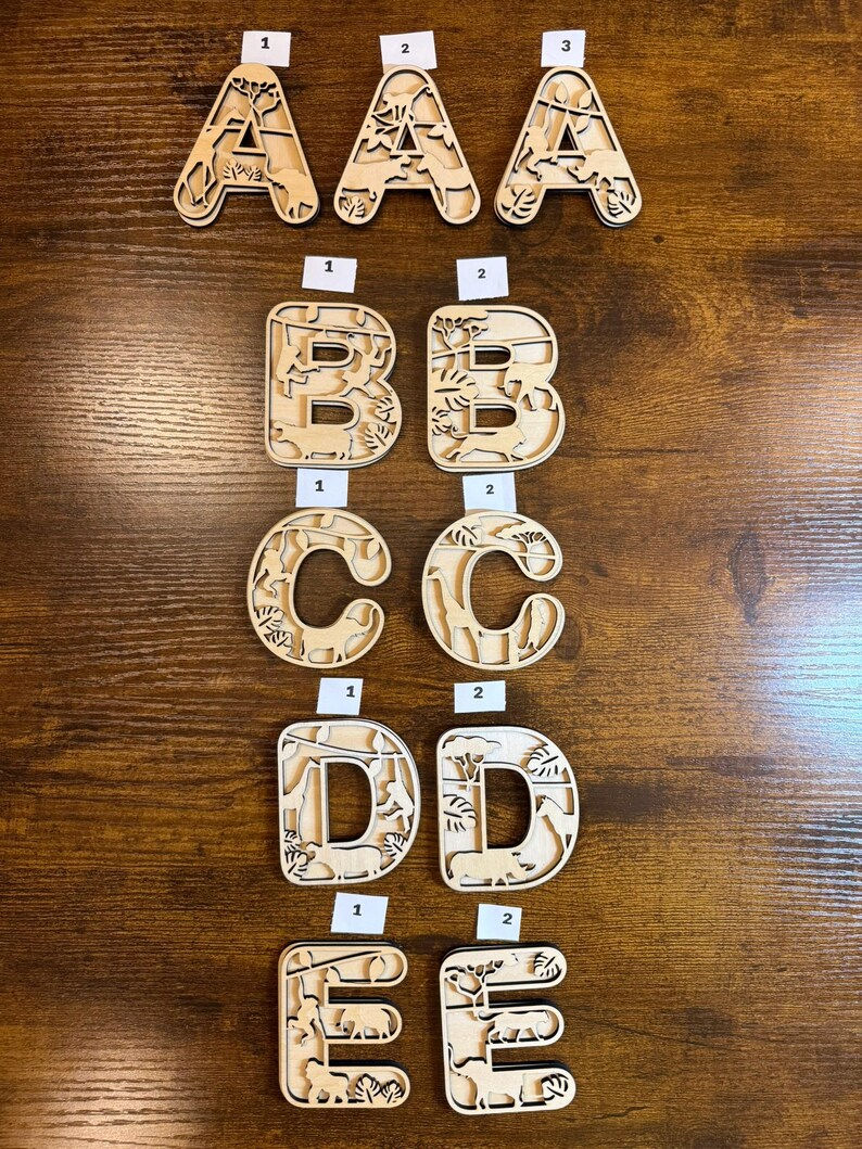 Thumbnail: Wooden Animal Letters for Safari Nursery Name Decor Custom