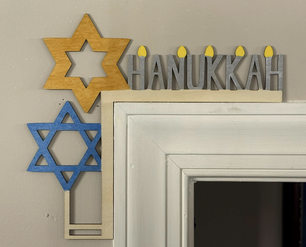 Thumbnail: Hanukkah Door Corner Decor, Star of David and Candles