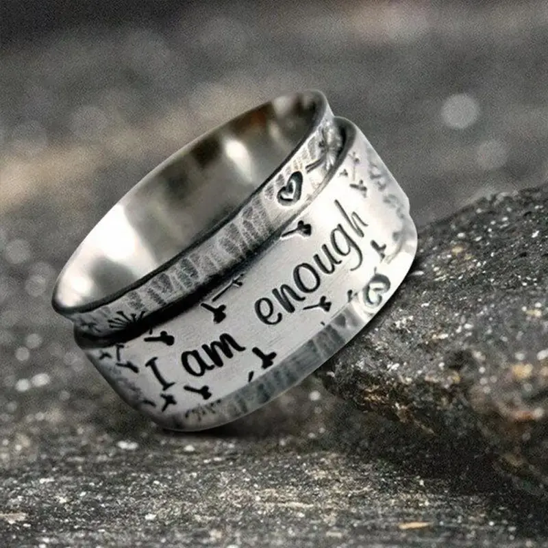 Vintage Wide Face Ring: I Am Enough
