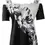 Thumbnail: Floral Print Lace Hem V-Neck Short Sleeve Cold Shoulder Shirt,
