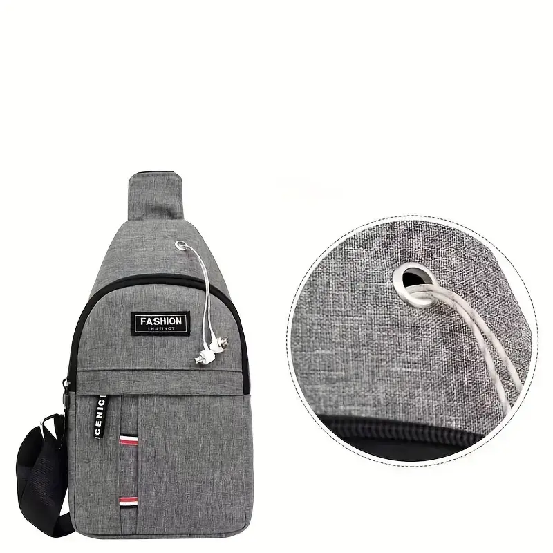 Simple Outdoor Sling Bag, Casual Sports Crossbody Bag, Zipper Chest Bag