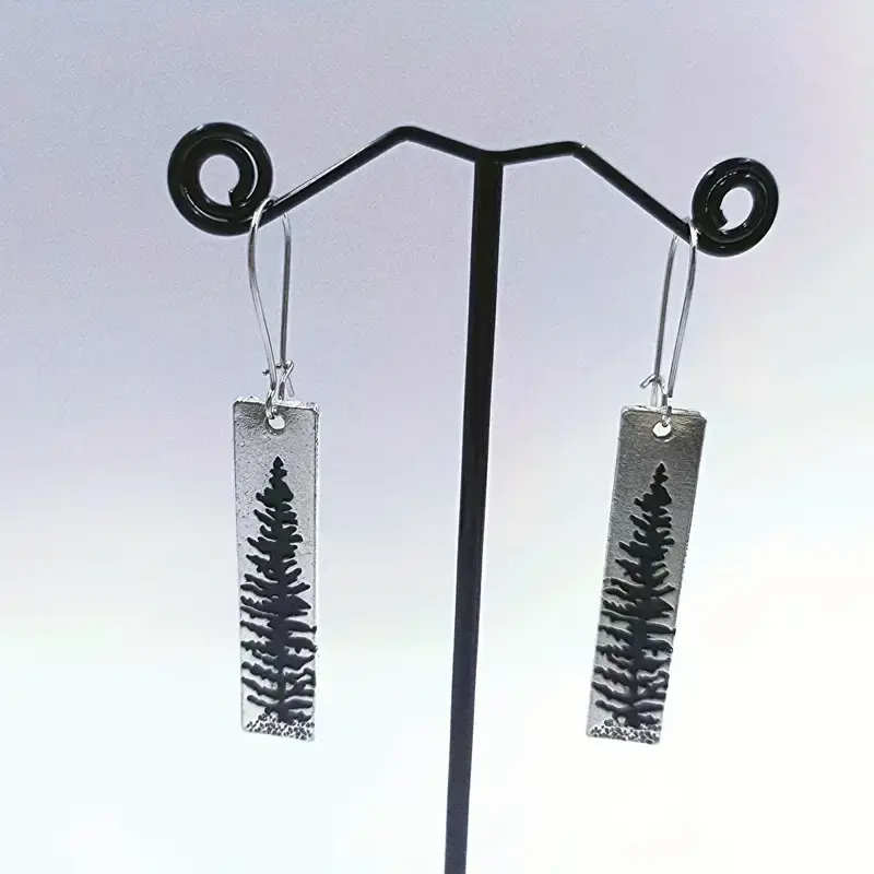 Thumbnail: Vintage Boho Tree Pattern Rectangle Earrings