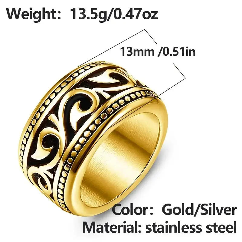 Thumbnail: Men's Stainless Steel Retro Biker Fashion Street Ring