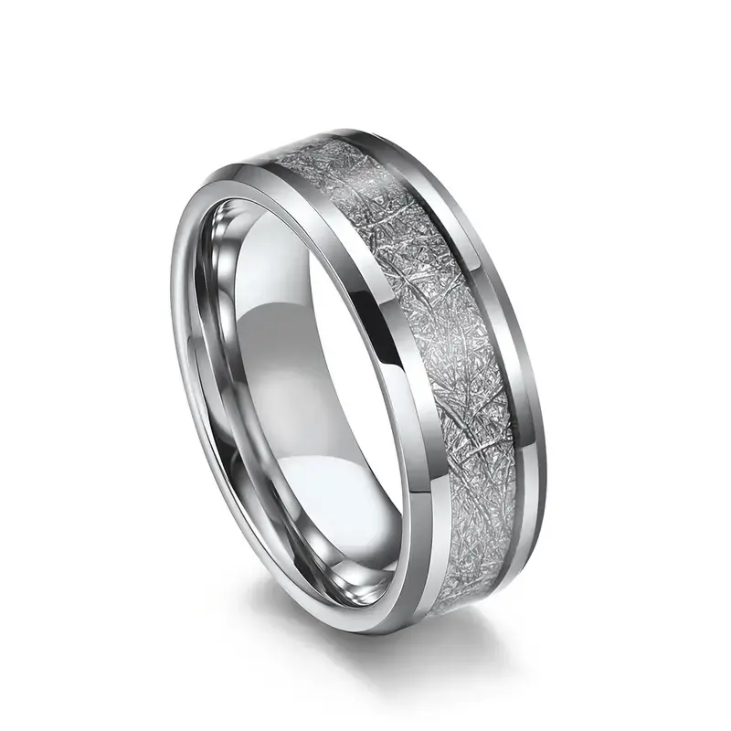 Men's Titanium Steel Ring Rime Pattern Stainless Steel Ring