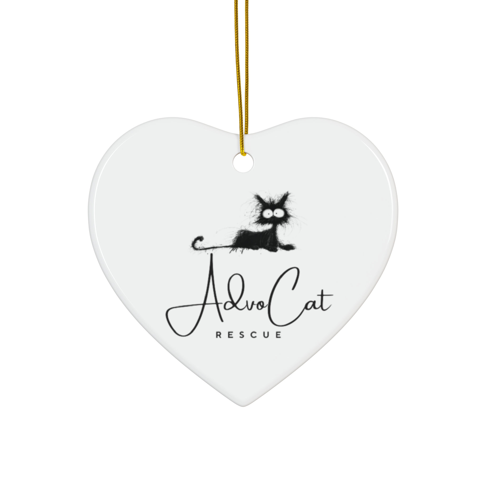 Hero the Cat Christmas Ornament - Saving Trees One Paw at a Time - Heart