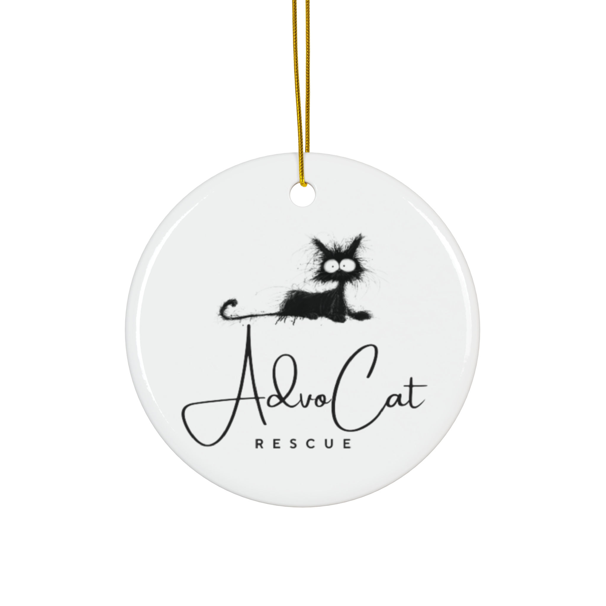 Hero the Cat Christmas Ornament - Saving Trees One Paw at a Time - Circle