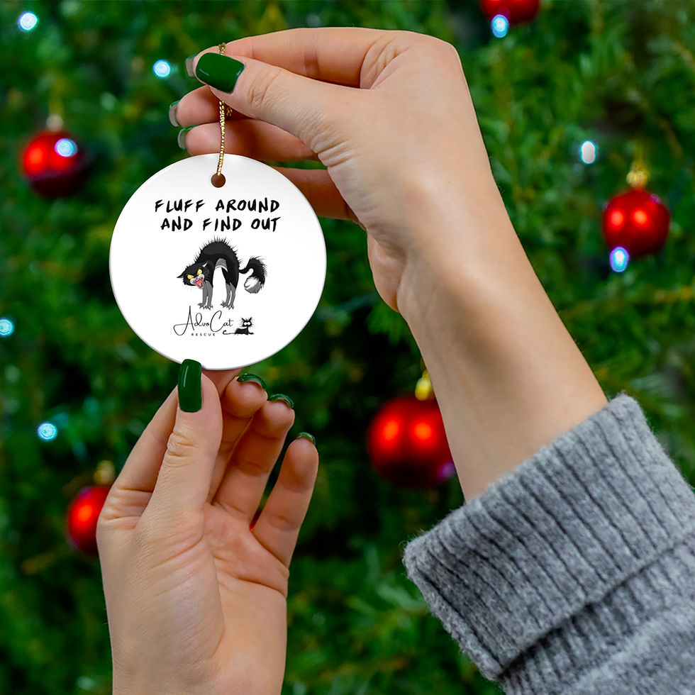 Thumbnail: Ferald the Feral's Ceramic Ornament – “Fluff Around and Find Out”  - Circle