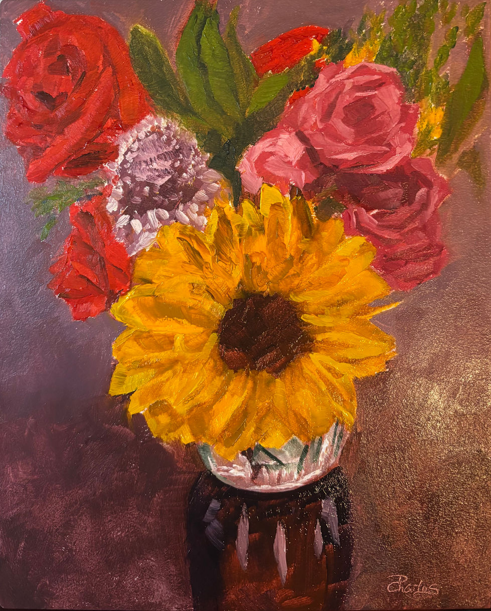 Flowers. Oil on Cradled wood panel. 7” x10”
$125.00