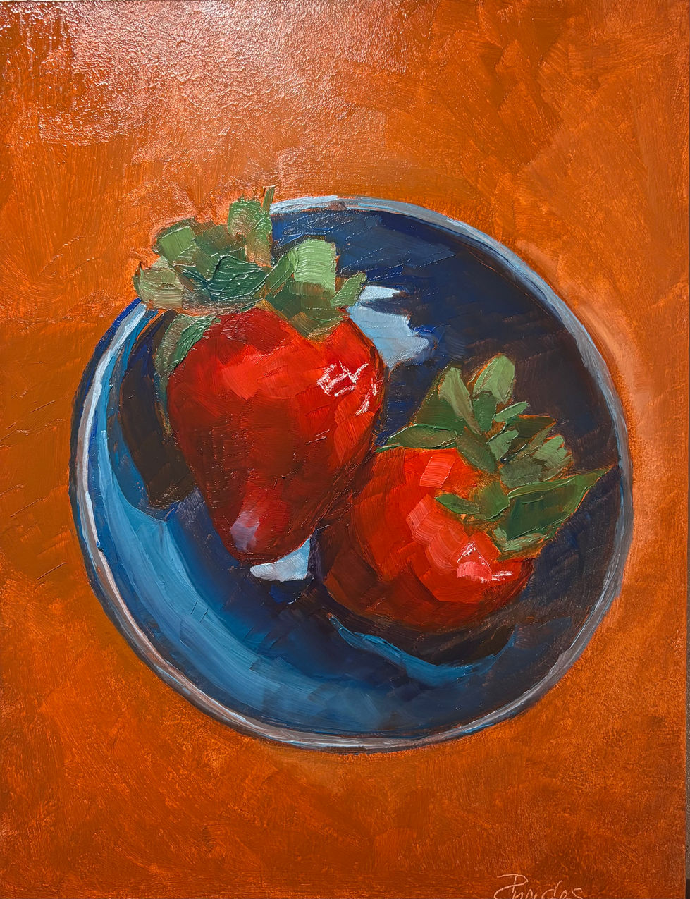 Strawberries in Small Blue Bowl