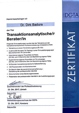 Zertifikat TA Berater