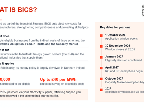Applications Now Open for the British Industrial Competitiveness Scheme (BICS)