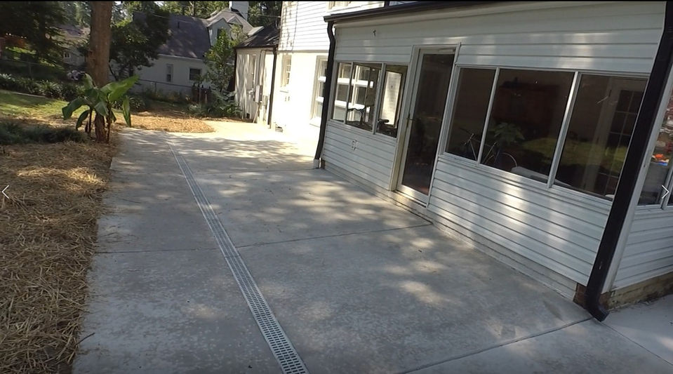 New concrete patio and channel drain install
