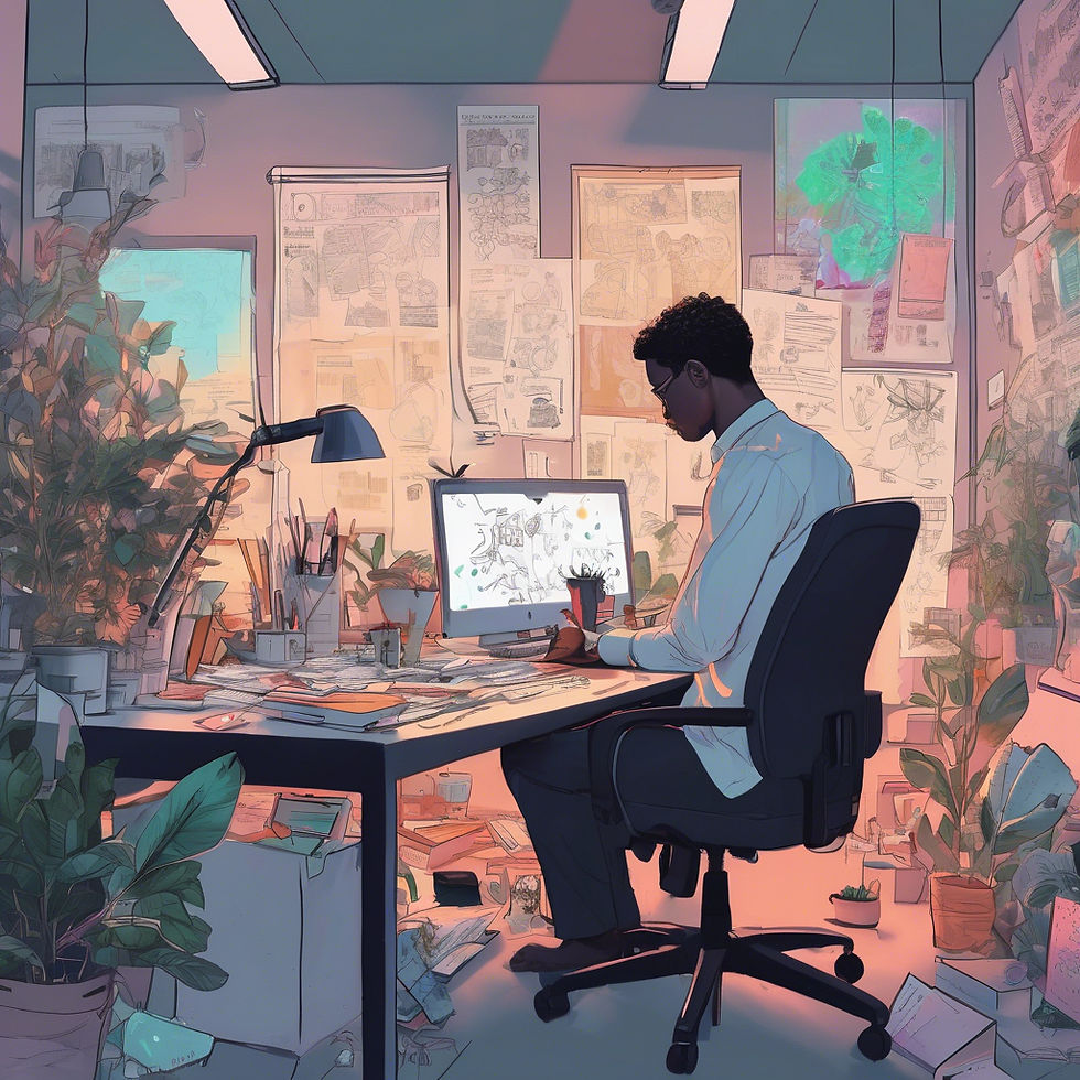 Imagine conceptuală a unei persoane care trece de la epuizare profesională la claritate interioară, ilustrând impactul profilingului psihologic în redescoperirea vocației.