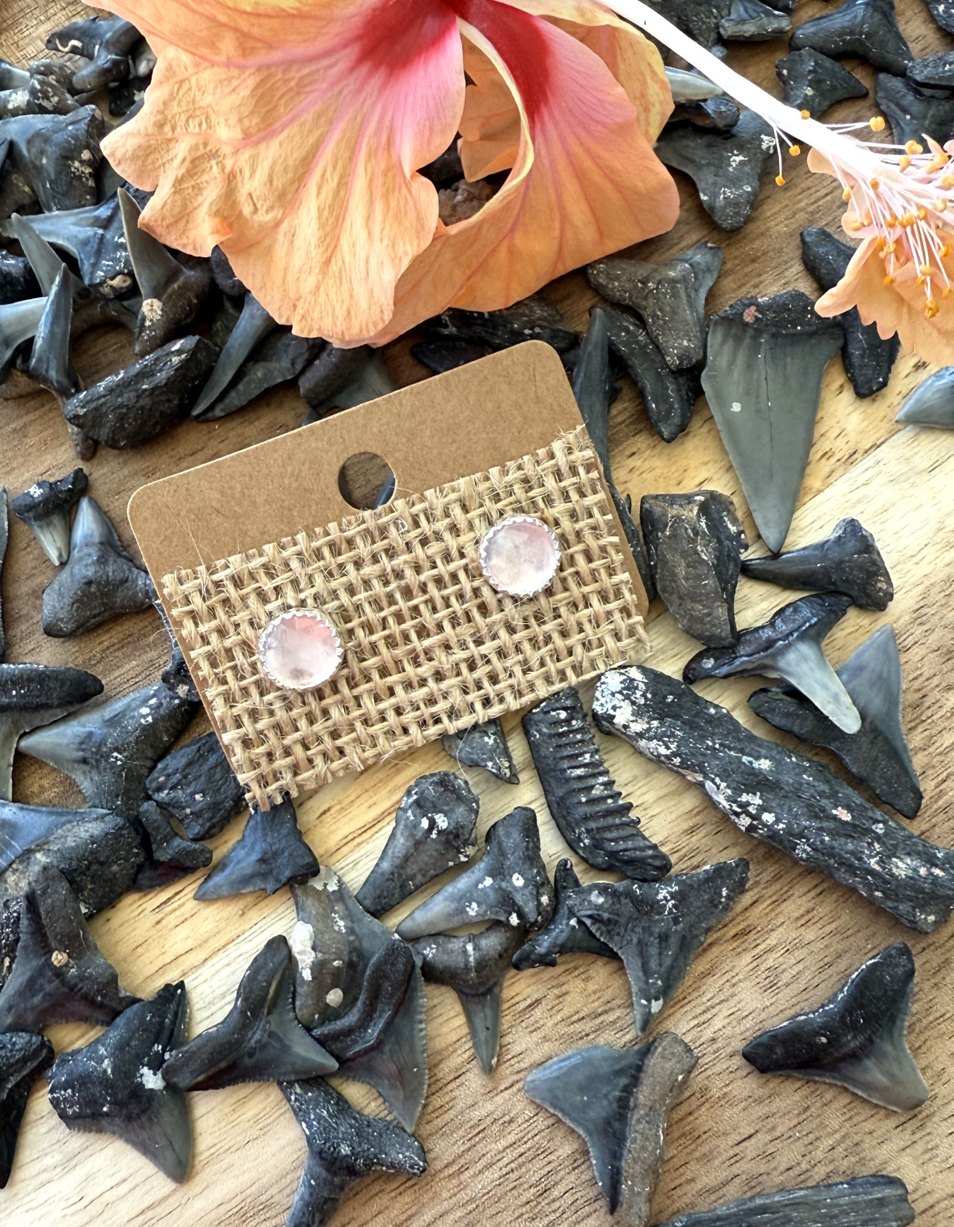 Light Pink Chalcedony Studs