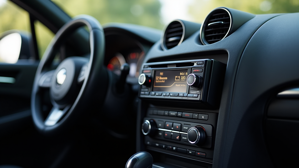 Close-up view of a car stereo system installed in a dashboard