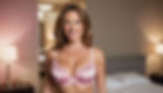 a photo of a woman in a pink bra standing in a bedroom
