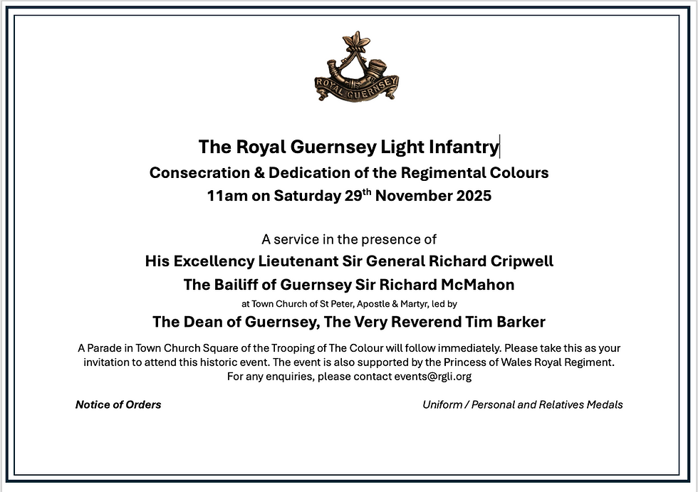 Consecration of the Royal Guernsey Light Infantry Colours