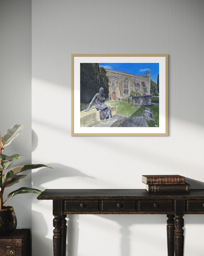 Thumbnail: St Edmund Hall Library oil painting Giclee print - extra large print with oak frame
