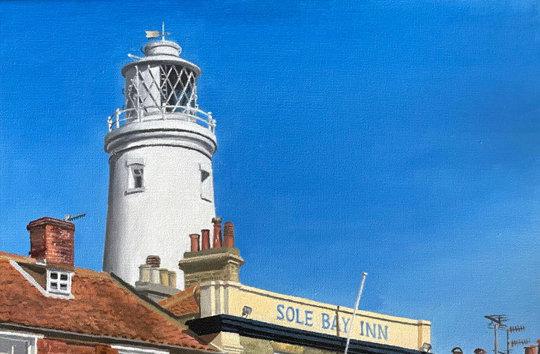 A photo of the sky from a painting of the Sole Bay Inn in Southwold, Suffolk.