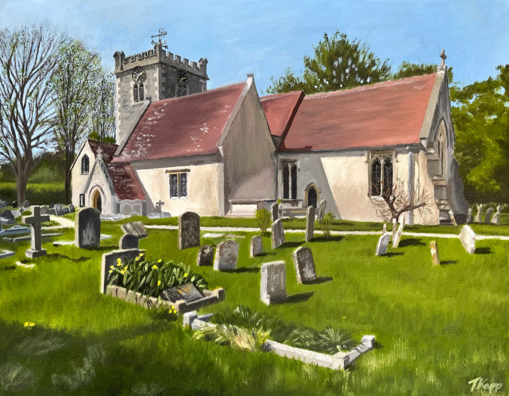 All Saints' Chilton oil painting