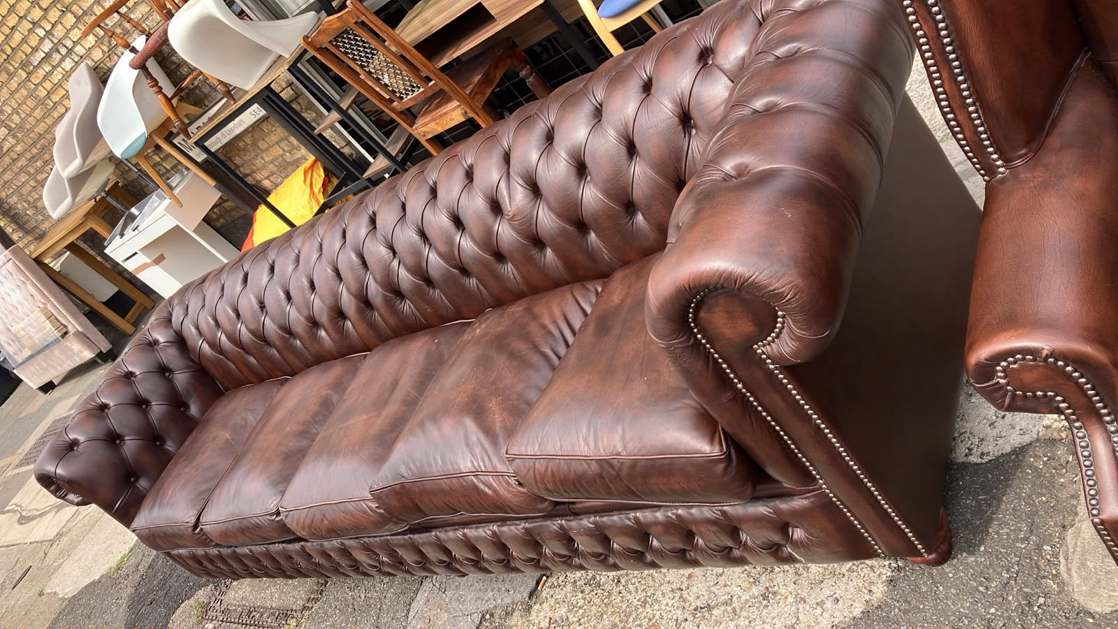 Brown Leather Chesterfield Sofa