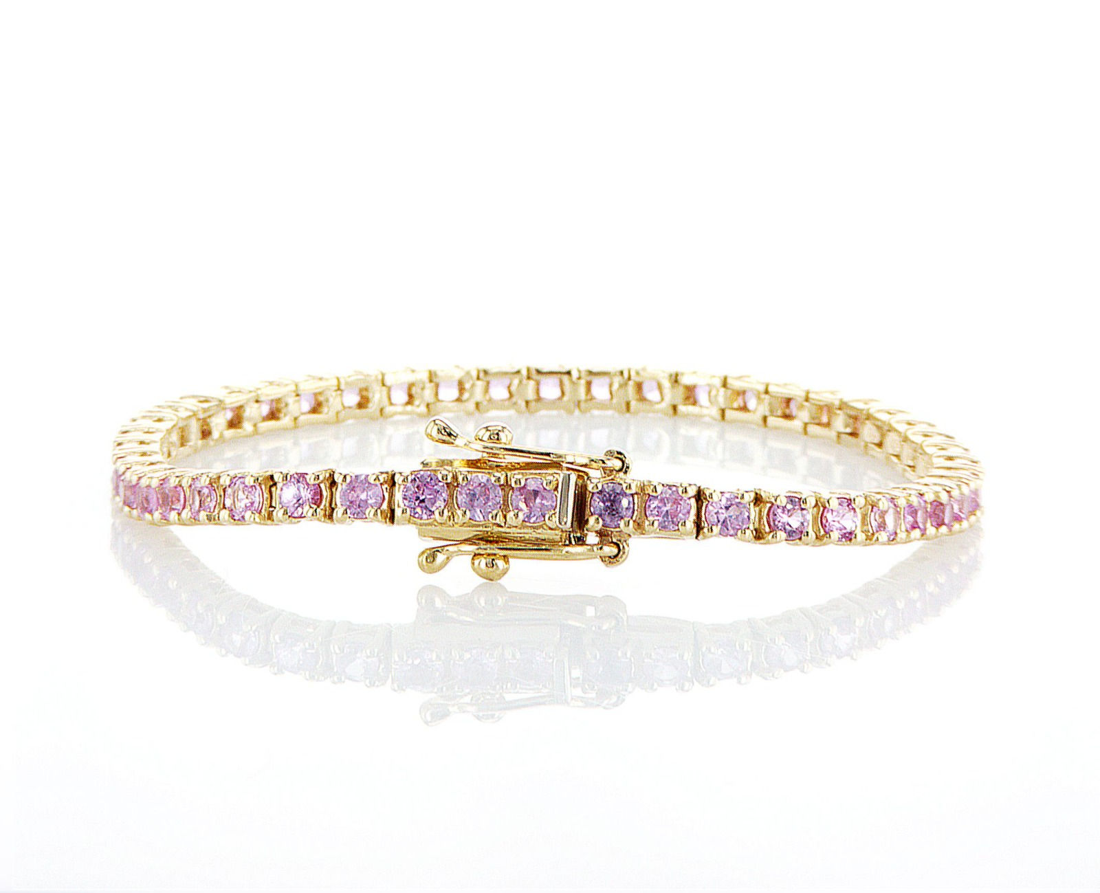 צמיד טניס משובץ Sapphire pink Natural - דגם yael