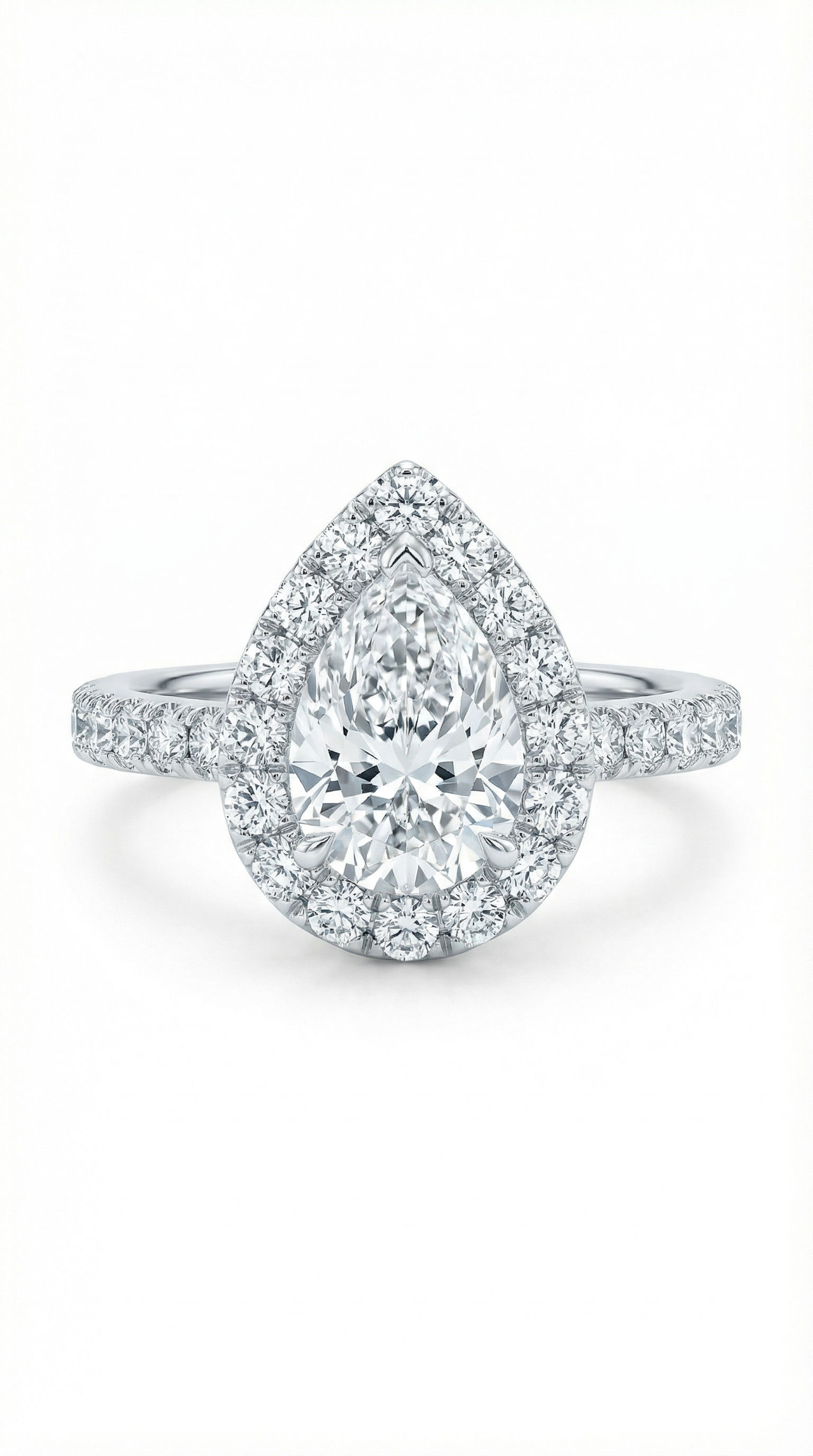 טבעת  אירוסין       יהלום טיפה 0.80 נקודות ויהלומים מסביב ובצדדים - דגם לירוז