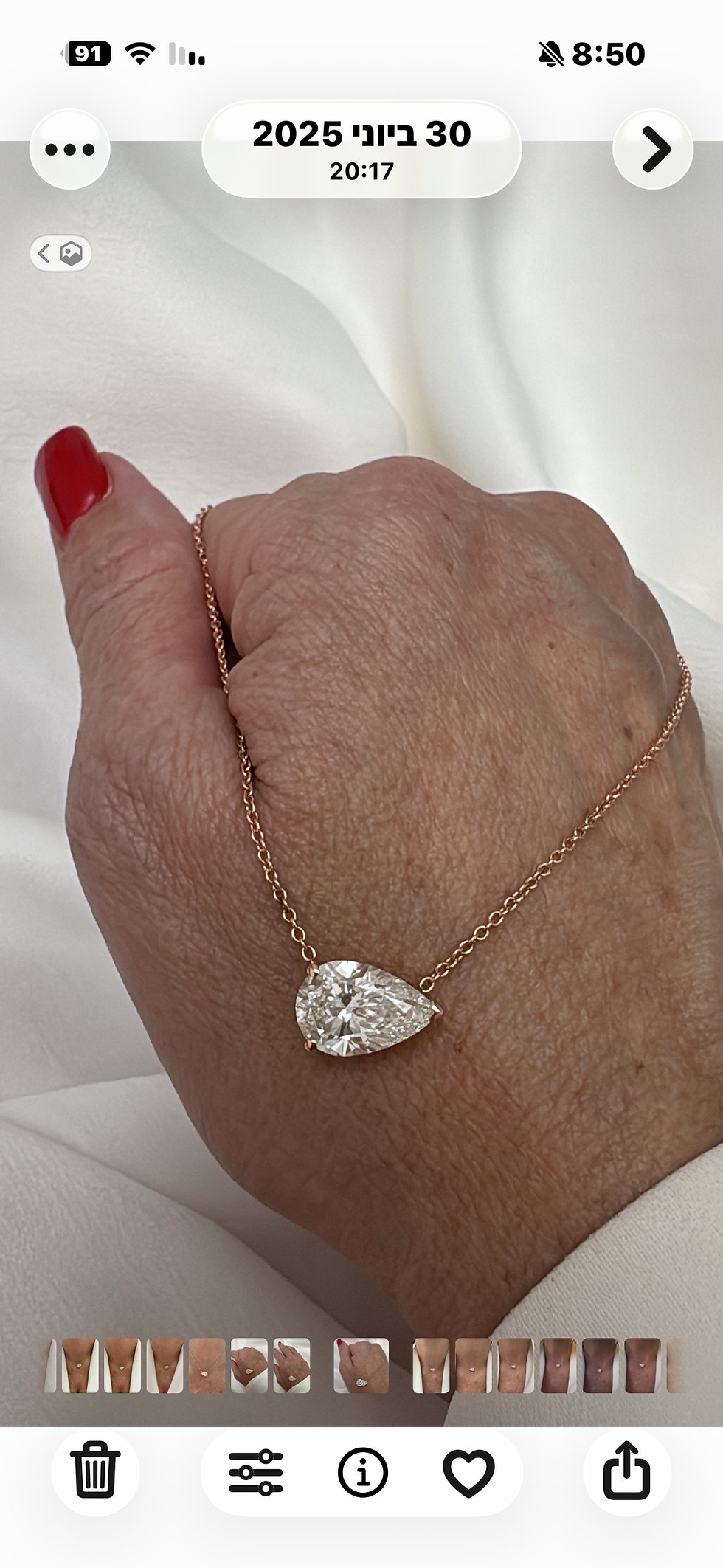 תמונה ממוזערת: שרשרת יהלום מעבדה טיפה 3.01 קראט  - דגם Bar 