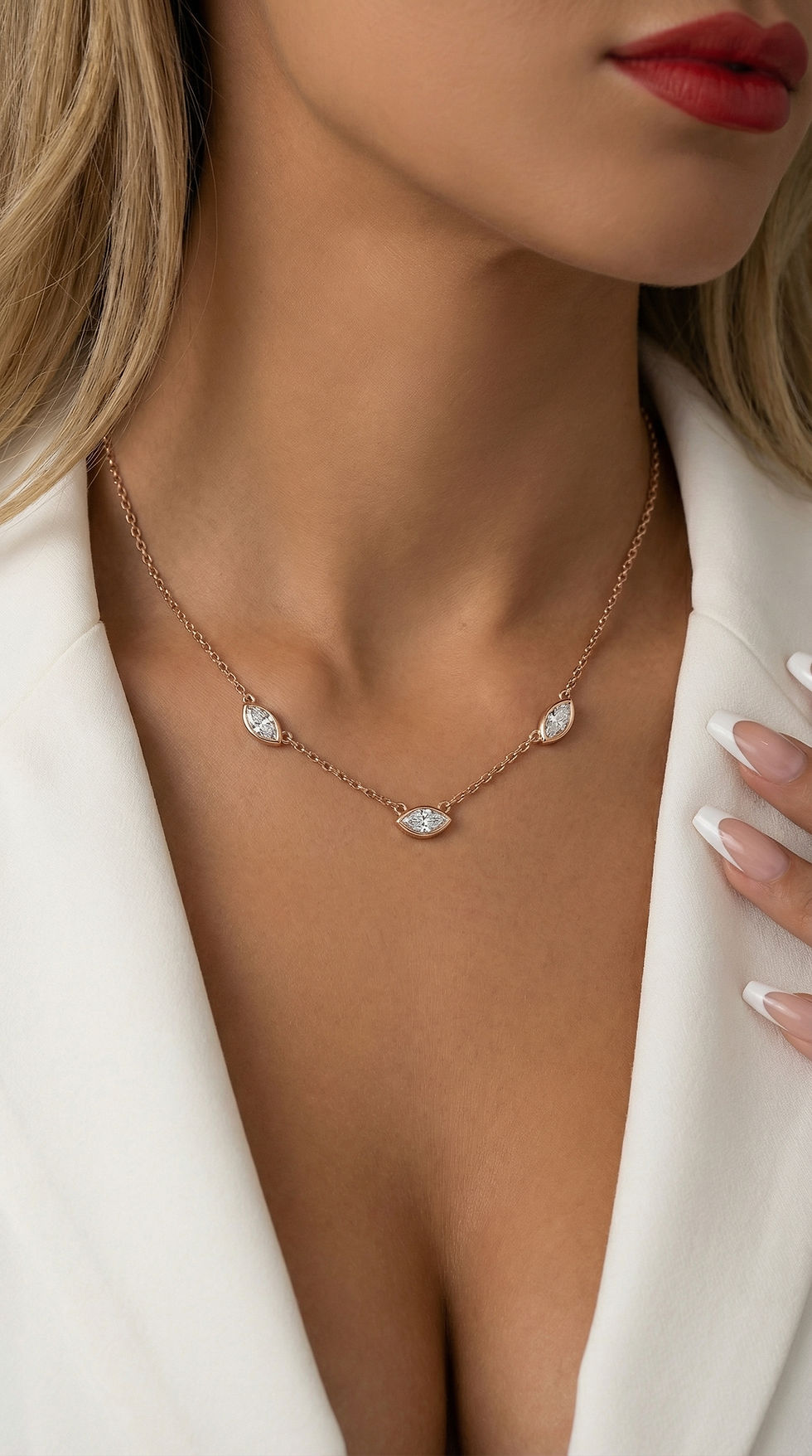 תמונה ממוזערת: שרשרת מרקיזות מעבדה 1.50 קראט - דגם Mini 