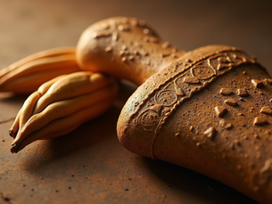 Close-up of an ancient Egyptian relic depicting cacao pods, connecting history to Covertina's artisan chocolate legacy