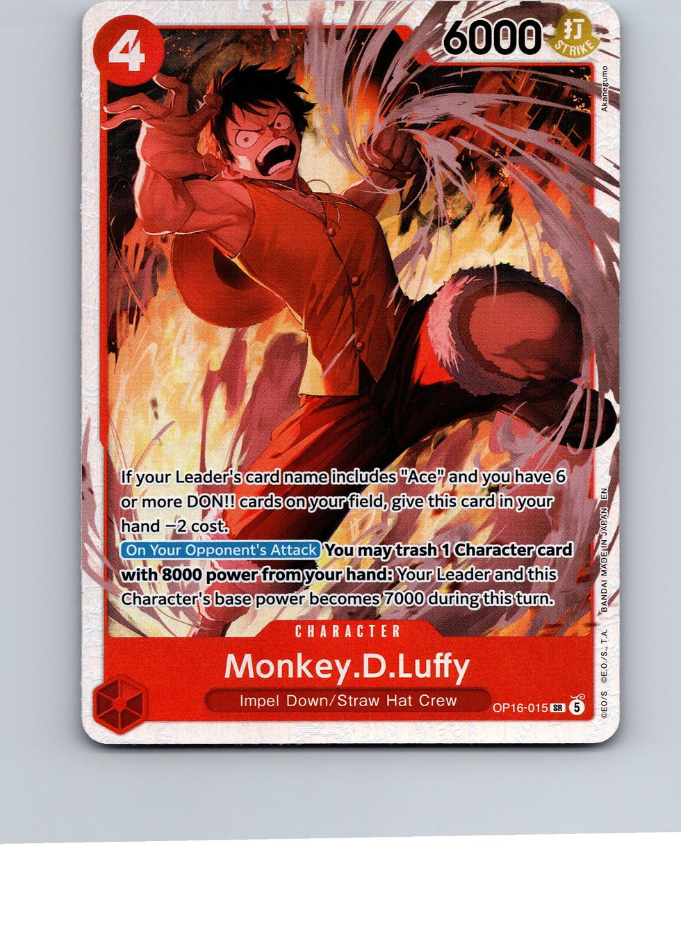 Monkey.D.Luffy Foil SR The Time of Battle OP16-015 NM - Front