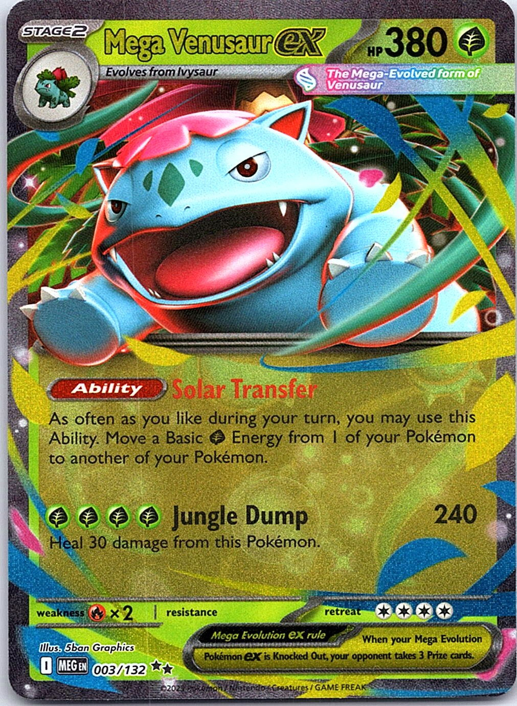 Mega Venusaur ex Holo Double Rare Prize Pack Series Cards 003/132 NM - Front