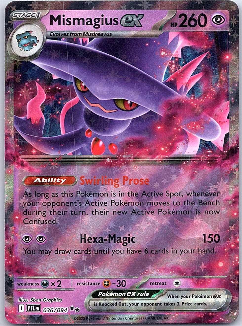Mismagius ex Holo Double Rare ME02: Phantasmal Flames 036/094 NM - Front
