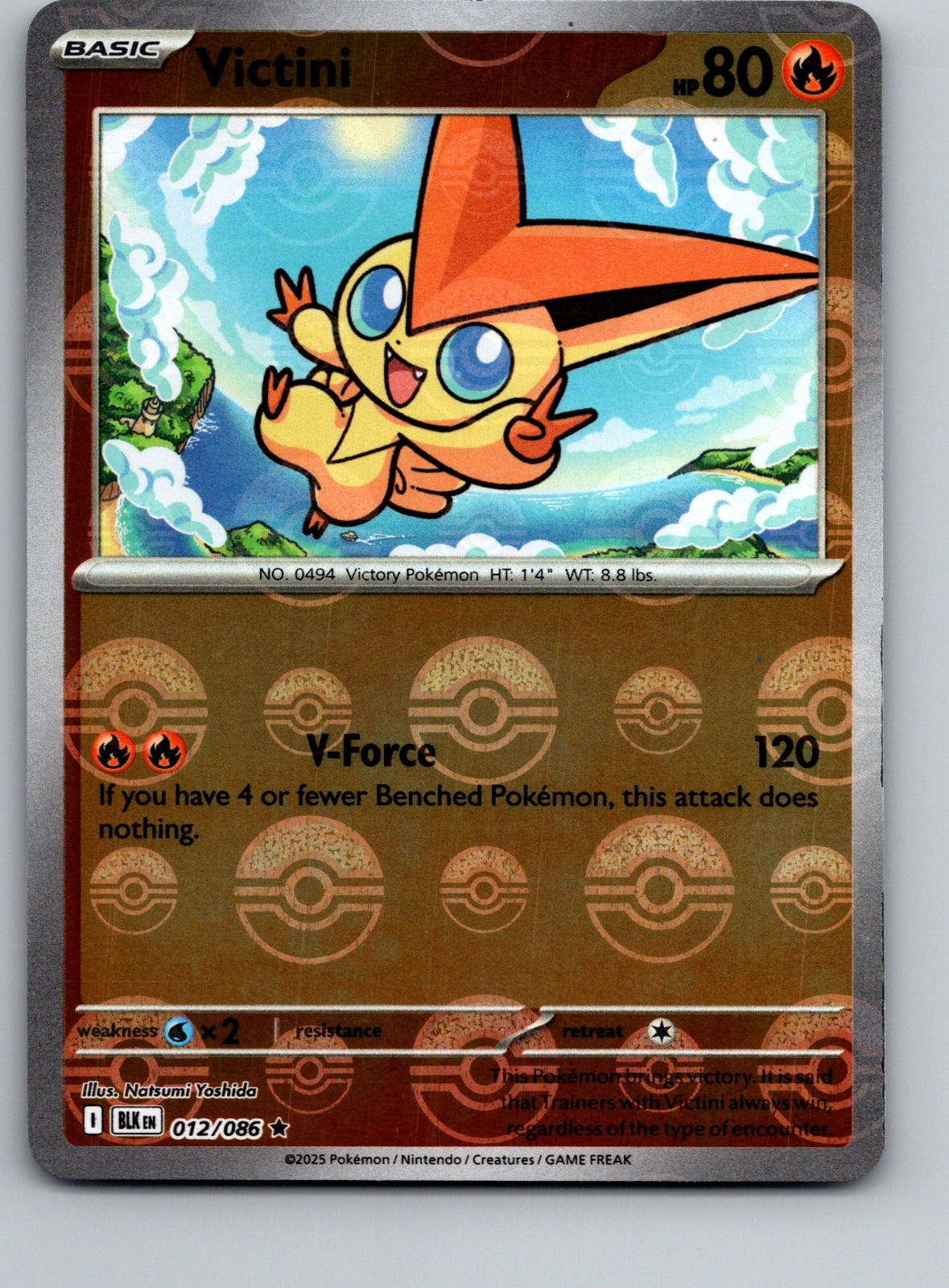 Victini (Poke Ball Pattern) Holo Rare SV: Black Bolt 012/086 NM front