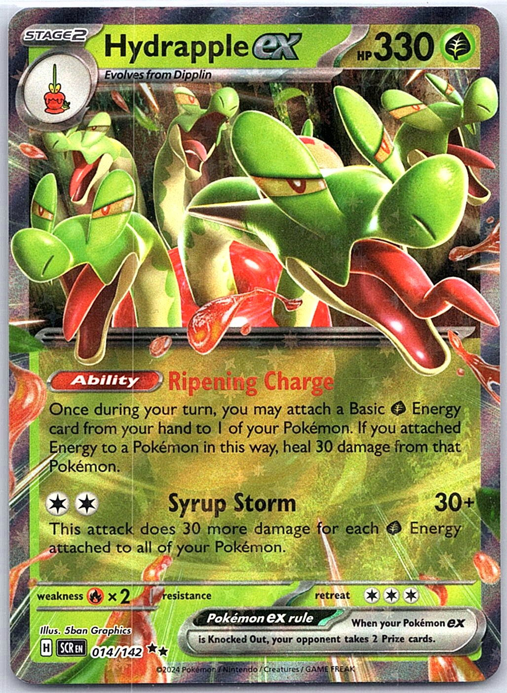 Hydrapple ex Holo Double Rare SV07: Stellar Crown 014/142 NM - Front