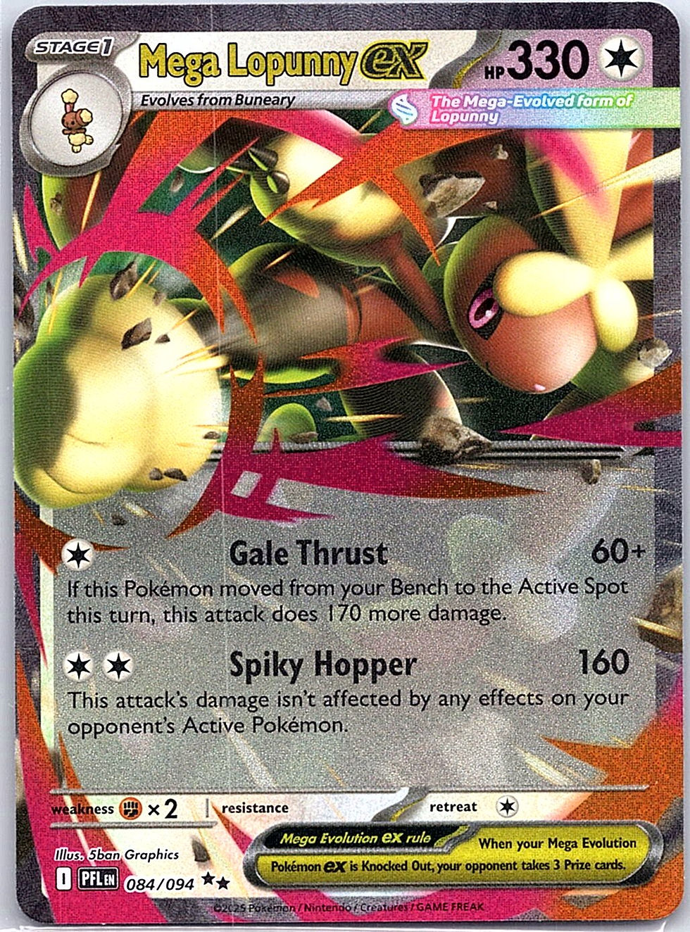 Mega Lopunny ex Holo Double Rare ME02: Phantasmal Flames 084/094 NM - Front
