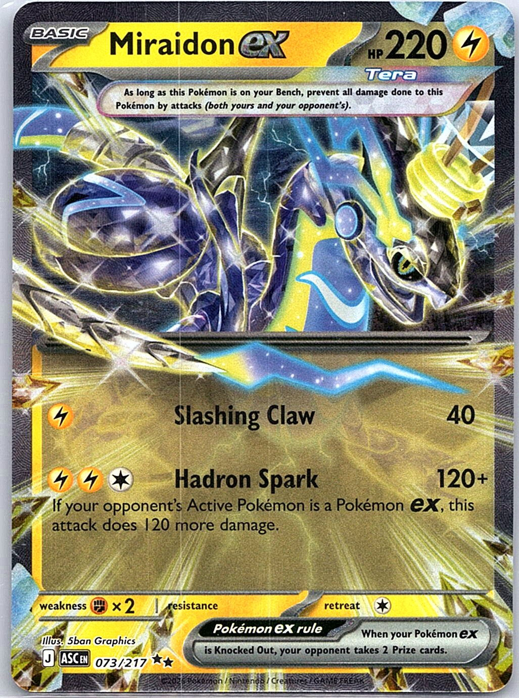 Miraidon ex Holo Double Rare ME: Ascended Heroes 073/217 NM - Front